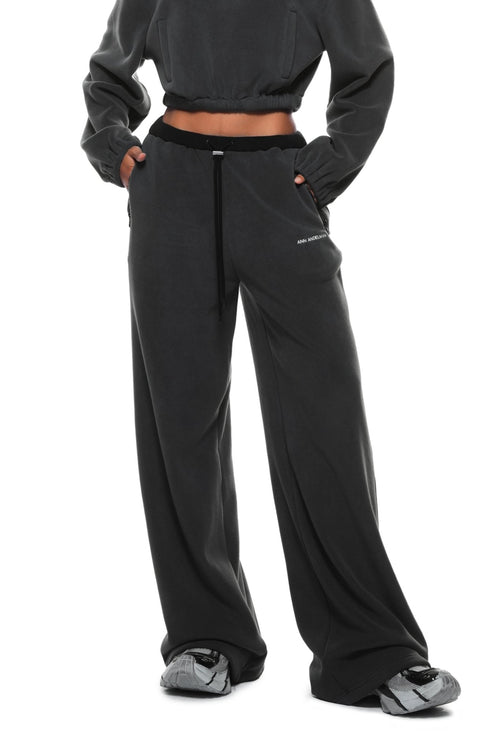 Dark Gray Fleece Wide - leg Pants - ANN ANDELMAN