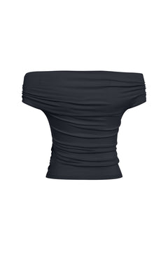Dark Gray Layered Off - shoulder Top - ANN ANDELMAN