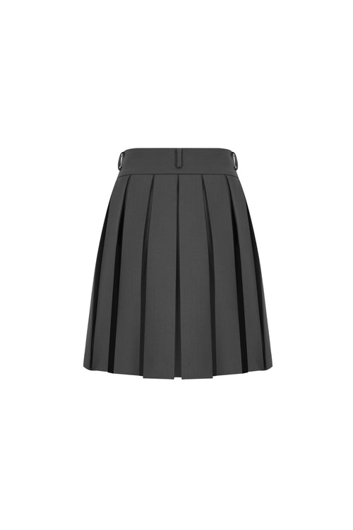 Dark Gray Pleated Midi Skirt - ANN ANDELMAN