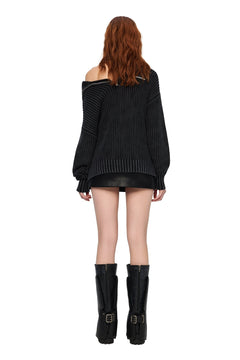 Dark Gray Reversible Sweater - ANN ANDELMAN