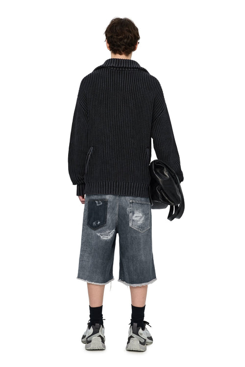 Dark Gray Reversible Sweater - ANN ANDELMAN