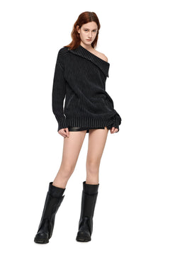 Dark Gray Reversible Sweater - ANN ANDELMAN