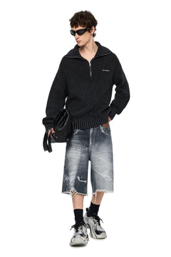 Dark Gray Reversible Sweater - ANN ANDELMAN