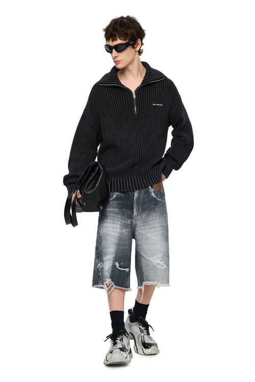 Dark Gray Reversible Sweater - ANN ANDELMAN