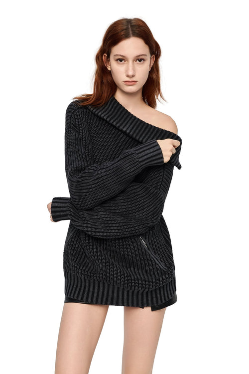 Dark Gray Reversible Sweater - ANN ANDELMAN