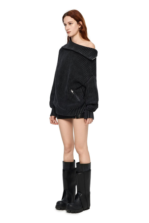 Dark Gray Reversible Sweater - ANN ANDELMAN