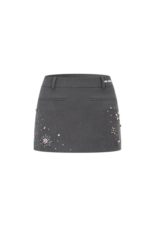 Dark Gray Rhinestone - studded Skirt - ANN ANDELMAN