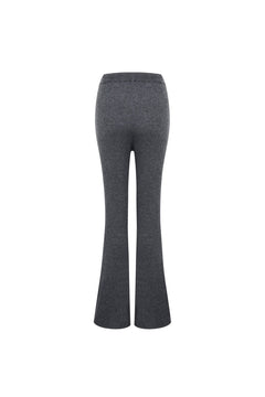 Dark Gray Slim - fit Ribbed Flared Trousers - ANN ANDELMAN