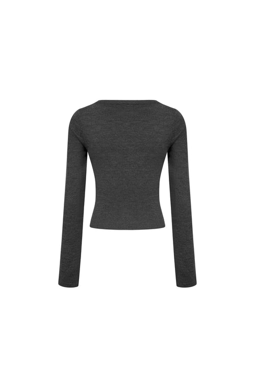 Dark Gray Slim - fit Round Neck Knitted Base Layer - ANN ANDELMAN