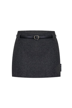 Dark Gray Straight - leg Skirt With Belt - ANN ANDELMAN