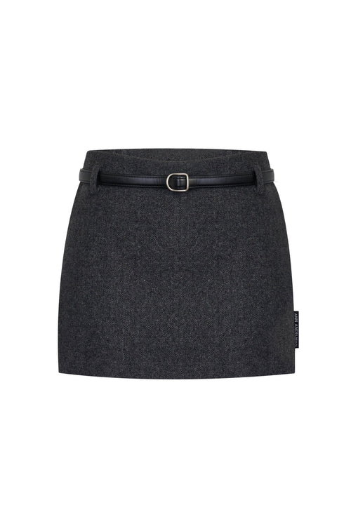 Dark Gray Straight - leg Skirt With Belt - ANN ANDELMAN