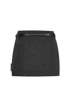 Dark Gray Straight - leg Skirt With Belt - ANN ANDELMAN