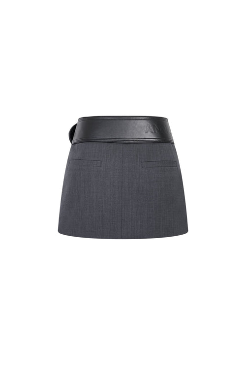 Dark Gray Wide Belt Series Skirt - ANN ANDELMAN