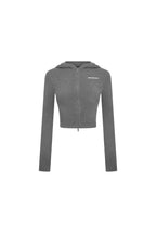Dark Gray zip - up Hooded Cardigan - ANN ANDELMAN