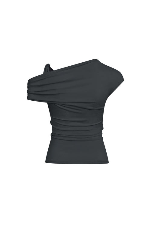 Dark Grey Asymmetric T-Shirt - ANN ANDELMAN