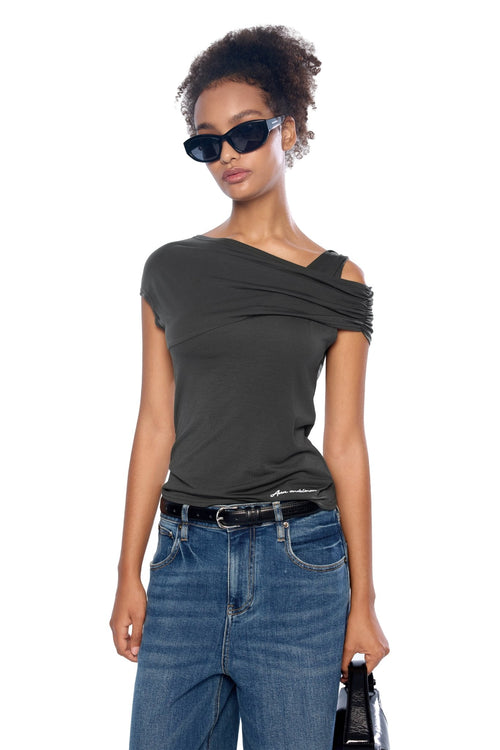 Dark Grey Asymmetric T-Shirt - ANN ANDELMAN
