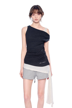 Dark Grey Off - Shoulder T-Shirt - ANN ANDELMAN