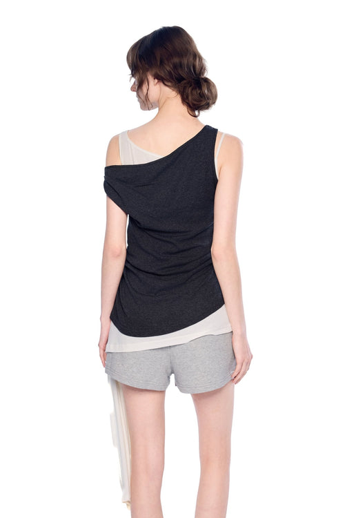 Dark Grey Off - Shoulder T-Shirt - ANN ANDELMAN