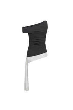 Dark Grey Off - Shoulder T-Shirt - ANN ANDELMAN