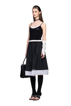 Dark Grey Wide A - Line Suit Skirt - ANN ANDELMAN