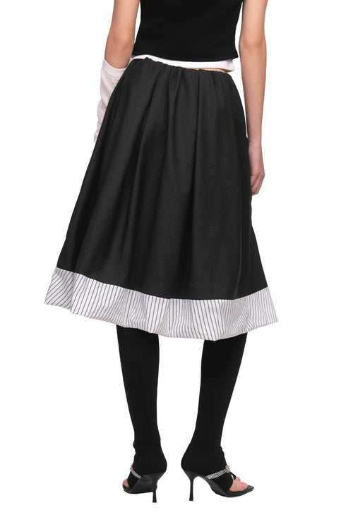 Dark Grey Wide A - Line Suit Skirt - ANN ANDELMAN