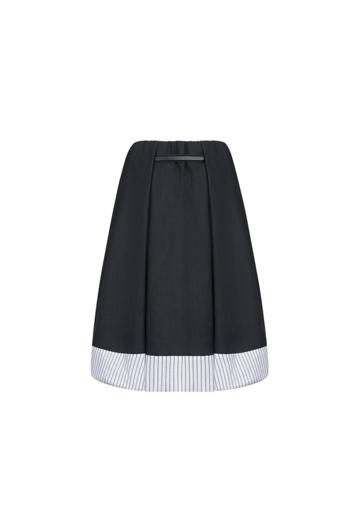 Dark Grey Wide A - Line Suit Skirt - ANN ANDELMAN