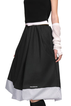 Dark Grey Wide A - Line Suit Skirt - ANN ANDELMAN