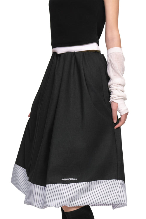 Dark Grey Wide A - Line Suit Skirt - ANN ANDELMAN