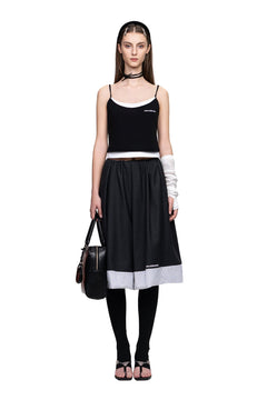 Dark Grey Wide A - Line Suit Skirt - ANN ANDELMAN