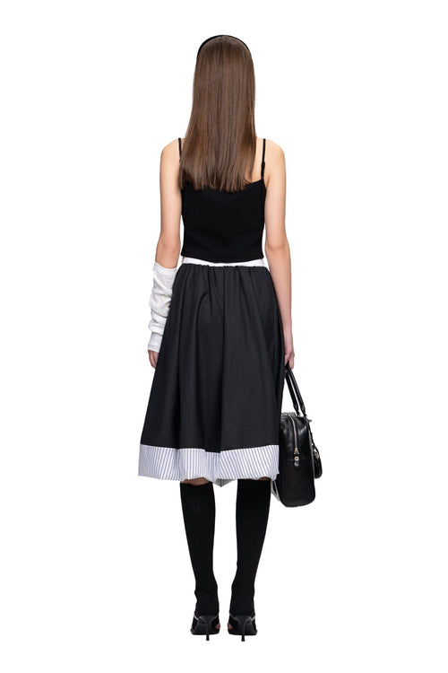 Dark Grey Wide A - Line Suit Skirt - ANN ANDELMAN