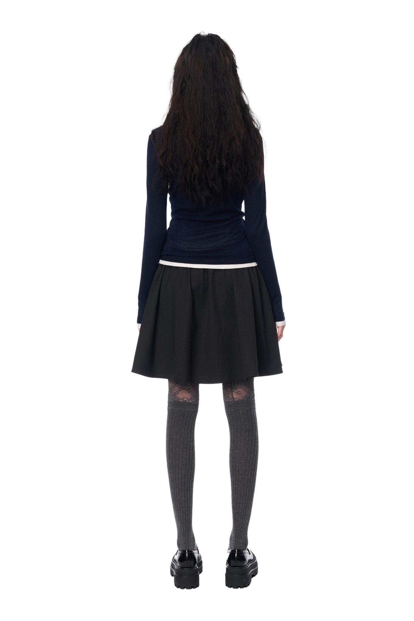 Dark Royal Blue Fake Two-piece Wool Long-sleeved Cardigan | Ann