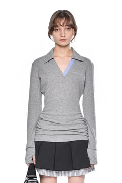 Floral Grey Patchwork Knitted Top - ANN ANDELMAN