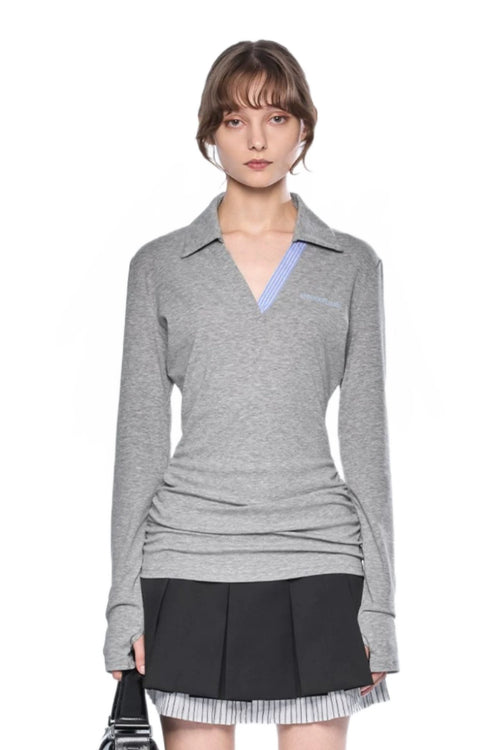 Floral Grey Patchwork Knitted Top - ANN ANDELMAN