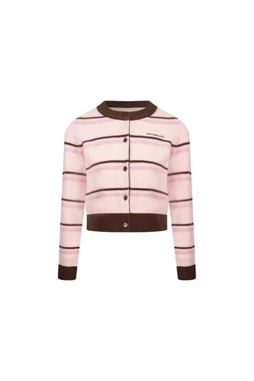 Grapefruit Striped Long - sleeved Cardigan - ANN ANDELMAN