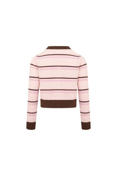 Grapefruit Striped Long - sleeved Cardigan - ANN ANDELMAN