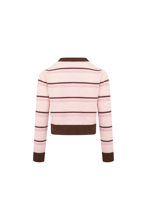 Grapefruit Striped Long - sleeved Cardigan - ANN ANDELMAN