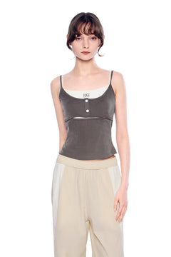 Gray - Brown Double - Layered Vest - ANN ANDELMAN