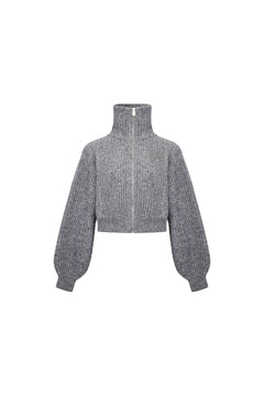 Gray Chunky Knit Turtleneck Sweater - ANN ANDELMAN