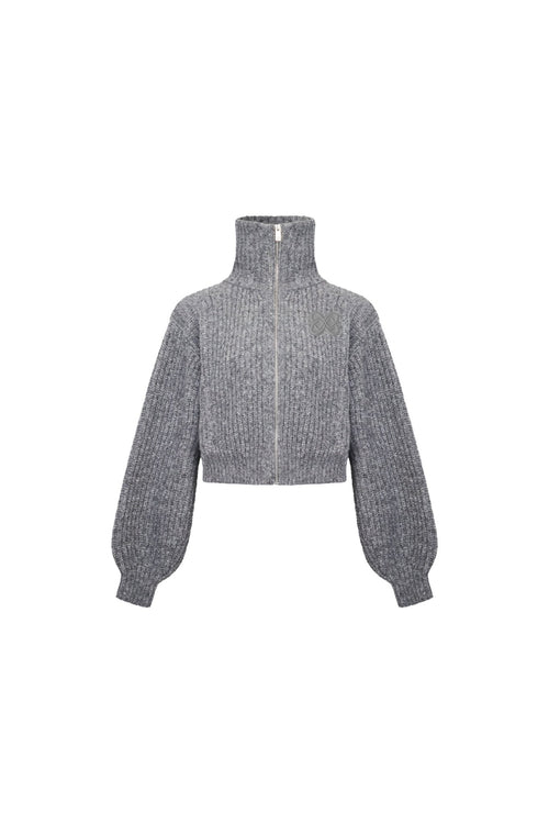 Gray Chunky Knit Turtleneck Sweater - ANN ANDELMAN