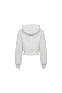 Gray Cropped Sweatshirt Cardigan - ANN ANDELMAN