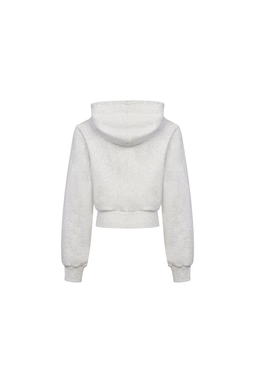 Gray Cropped Sweatshirt Cardigan - ANN ANDELMAN