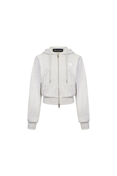 Gray Cropped Sweatshirt Cardigan - ANN ANDELMAN