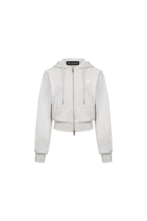 Gray Cropped Sweatshirt Cardigan - ANN ANDELMAN