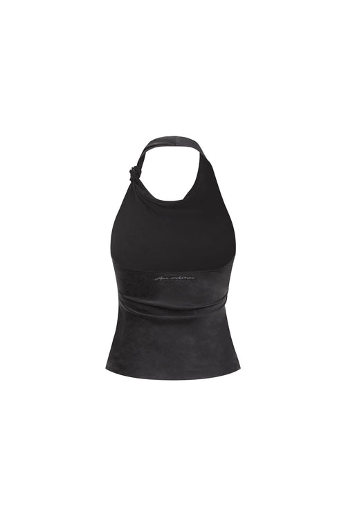 Gray Cupro Silk Halter Neck Top - ANN ANDELMAN