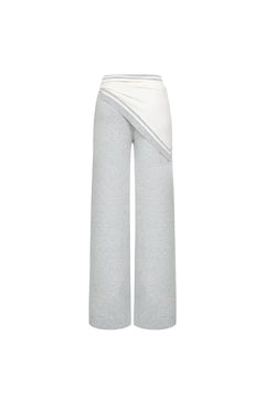 Gray Detachable Triangular Bandana Patchwork Sweatpants - ANN ANDELMAN