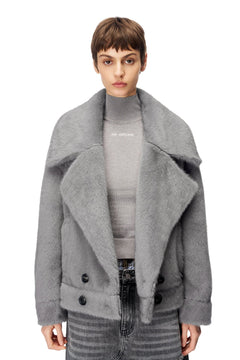 Gray Double - Breasted Coat - ANN ANDELMAN