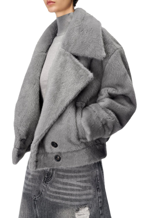 Gray Double - Breasted Coat - ANN ANDELMAN