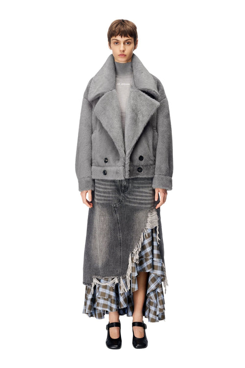 Gray Double - Breasted Coat - ANN ANDELMAN