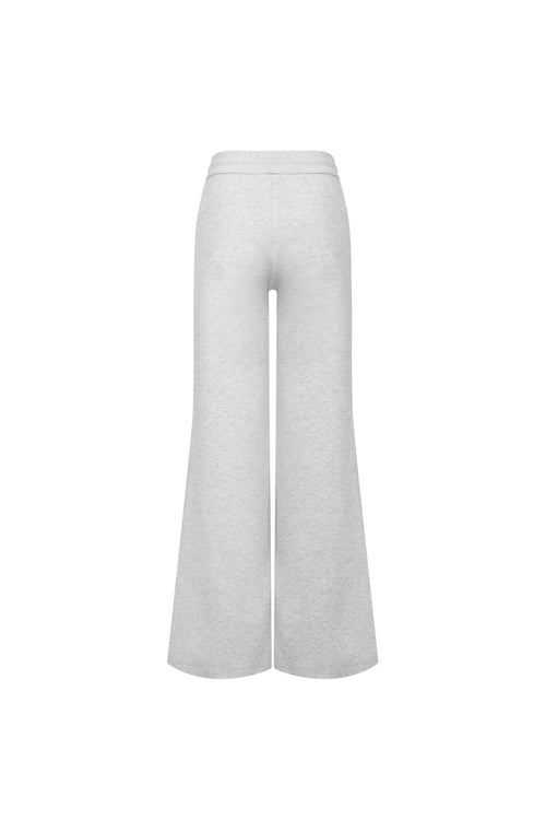 Gray Elastic Waist Drawstring Flared Casual Pants - ANN ANDELMAN