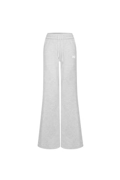 Gray Elastic Waist Drawstring Flared Casual Pants - ANN ANDELMAN